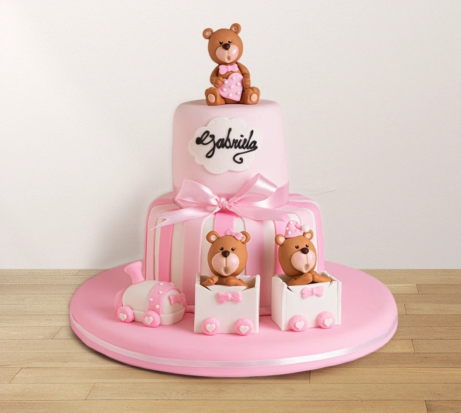 [020020020010127] TORTA TEDDY ROSA (VAINILLA)