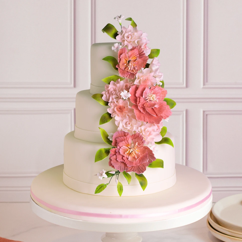 [020020020010030] TORTA PUREZA FLORAL (2 PISOS (18 porciones), VAINILLA)